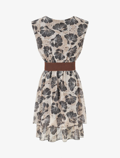Robe irisée sans manches à imprimé fleurs - Noir - 2