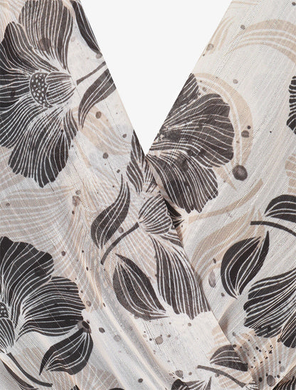 Robe irisée sans manches à imprimé fleurs - Noir - 3
