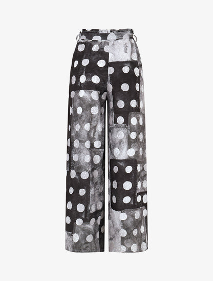 Pantalon fluide à imprimé cercles - Noir - 2