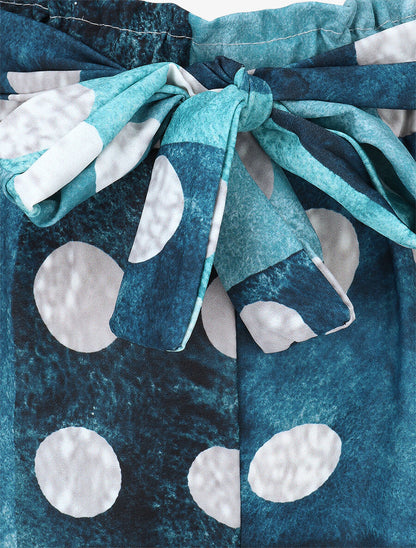 Pantalon fluide à imprimé cercles - Bleu canard - 3