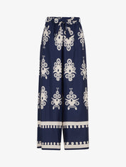 Pantalon ample à imprimé ikat - Marine - 1