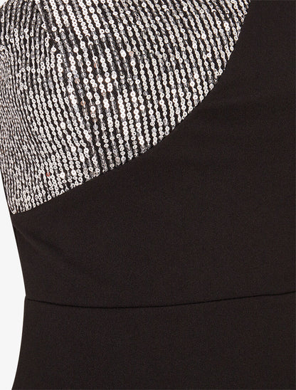 Robe moulante à côté incrusté de sequins - Argent - 3