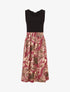 Robe midi évasée sans manches imprimé tropical - Bordeaux - 4