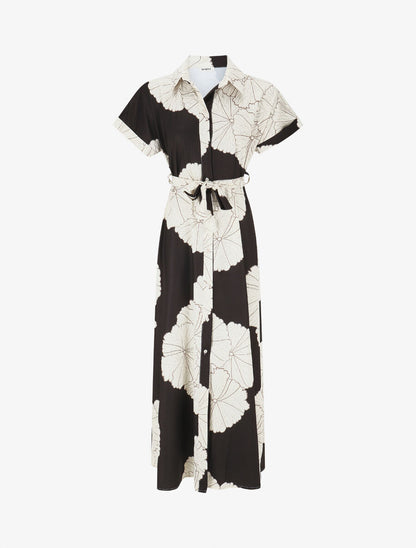 Robe chemise longue imprimé floral - Noir - 4