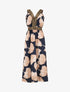 Robe longue à détail irisées et imprimé floral - Marine - 4