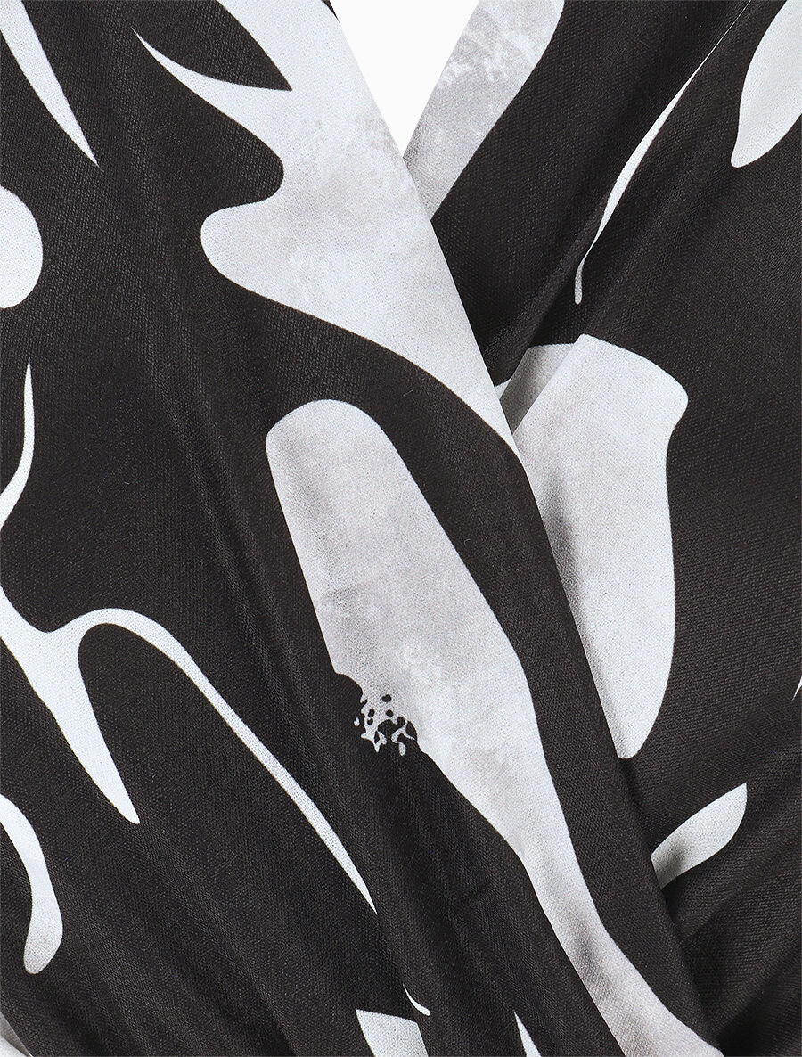 Robe longue à cache-coeur imprimé abstrait - Noir - 3