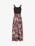 Robe longue à bretelles brodées imprimé tropical - Marron - 1