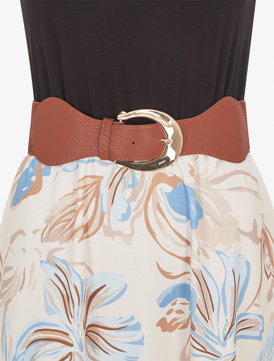 Robe longue à bretelles brodées imprimé floral - Beige - 3