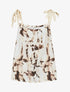 Top droit imprimé marbré à bretelles à nouer - Beige - 1