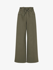 Pantalon droit taille haute élastiquée - Kaki - 4
