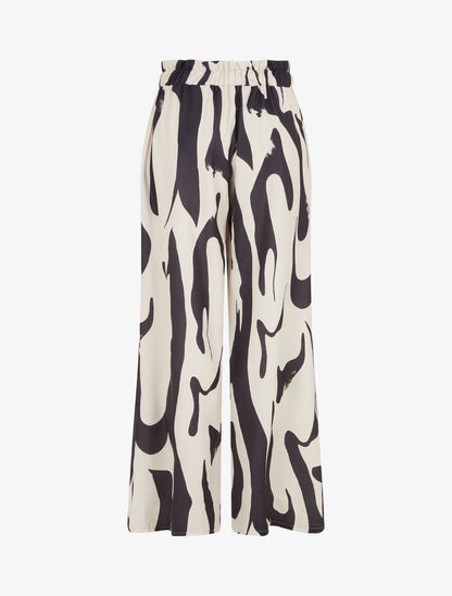 Pantalon fluide imprimé abstrait - Beige - 2