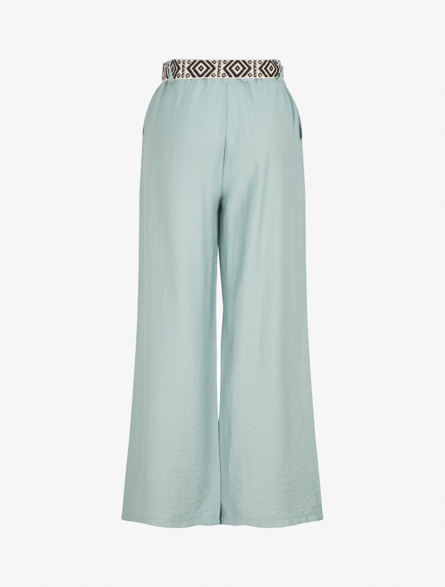 Pantalon uni à taille élastiquée - Vert d&