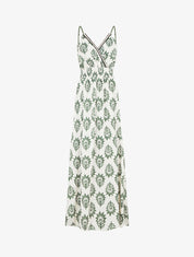Robe longue à taille élastiquée imprimé floral - Kaki - 4