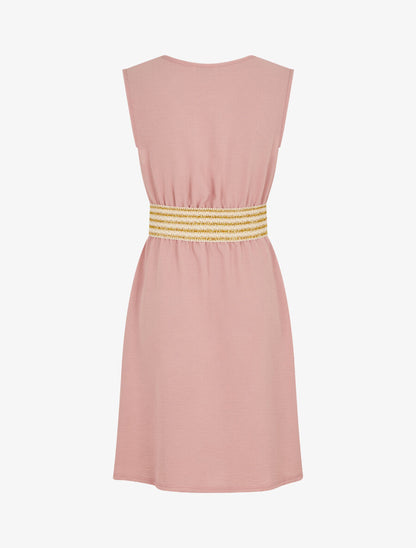 Robe unie à bande élastiquée - Vieux rose - 2