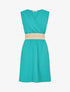 Robe unie à bande élastiquée irisée - Turquoise - 4