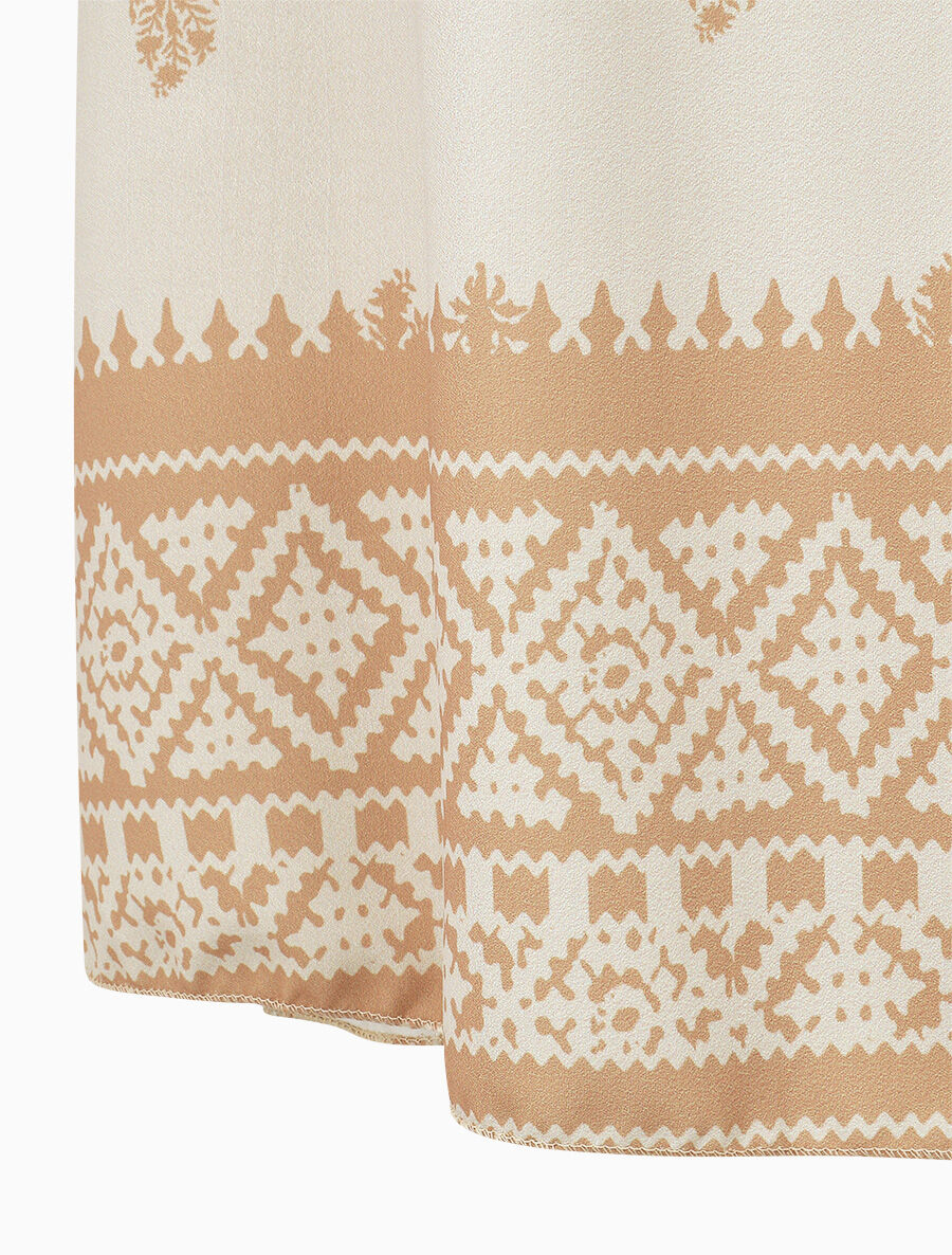 Jupe longue évasée imprimé arabesque - Beige - 3