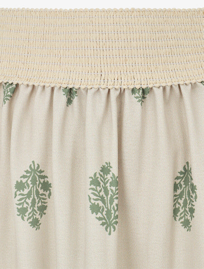 Jupe longue évasée imprimé arabesque - Kaki - 3