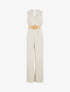 Combinaison ceinturée sans manches coupe droite - Beige - 1