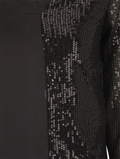 Blouse satinée avec sequins - Noir - 3