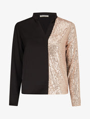 Blouse satinée avec sequins - Or - 1