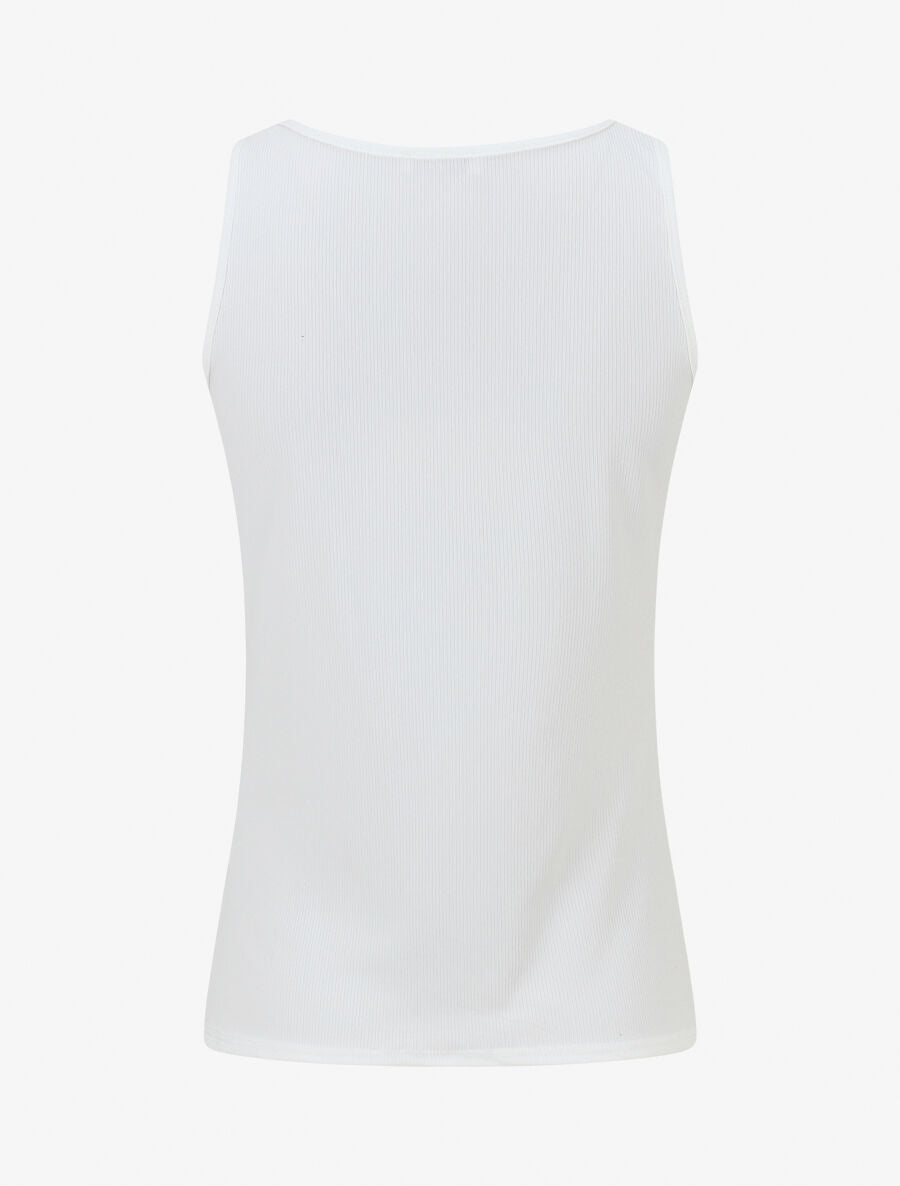 Débardeur côtelé basique coupe ajustée - Blanc - 2