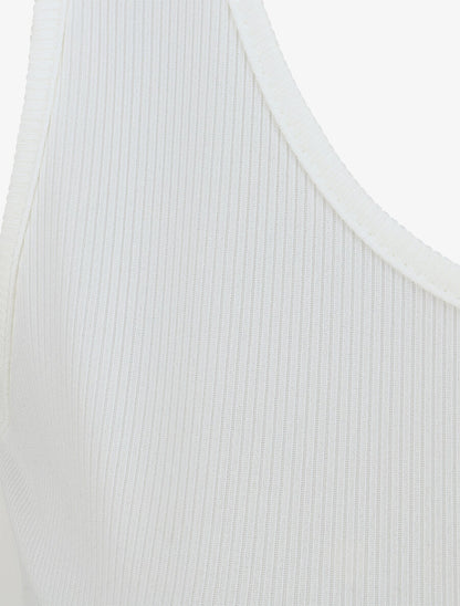 Débardeur côtelé basique coupe ajustée - Blanc - 3