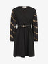 Robe patineuse à manches à imprimés dorés - Noir - 1