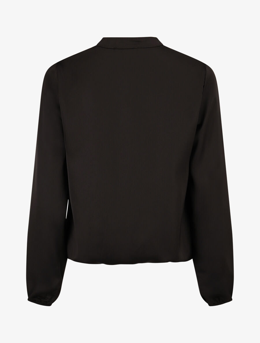 Blouse satinée ornée de broderie - Noir - 2