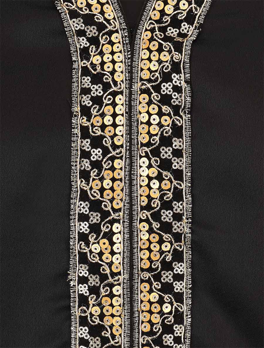 Blouse satinée ornée de broderie - Noir - 3