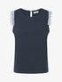Top uni à détail broderies - Marine - 1