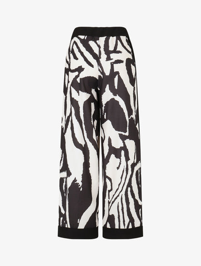 Pantalon droit taille haute imprimé graphique - Noir - 2