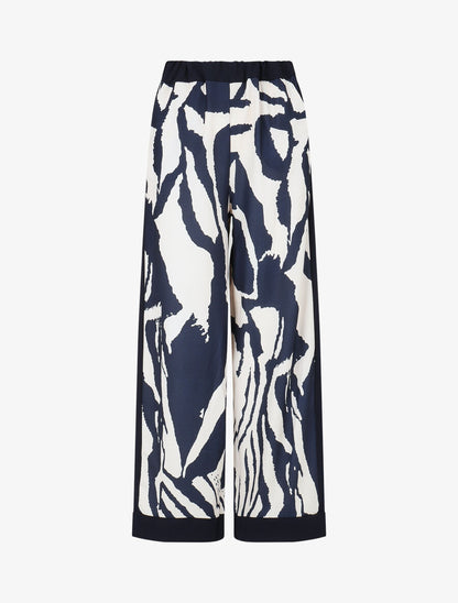 Pantalon droit taille haute imprimé graphique - Marine - 4