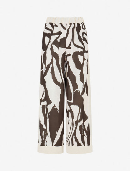 Pantalon droit taille haute imprimé graphique - Marron - 1