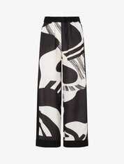 Pantalon droit taille haute imprimé fantaisie - Noir - 1