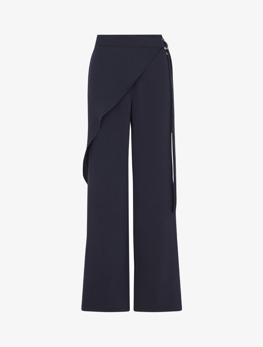 Pantalon fluide à pan drapé - Marine - 4
