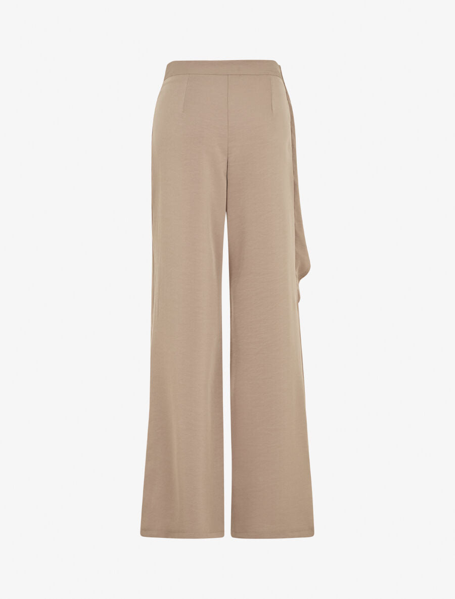 Pantalon fluide à pan drapé - Taupe - 2