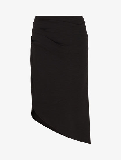 Jupe uni asymétrique effet drapé - Noir - 4