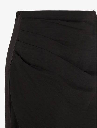 Jupe uni asymétrique effet drapé - Noir - 3