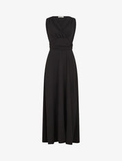 Robe longue évasée sans manches - Noir - 1