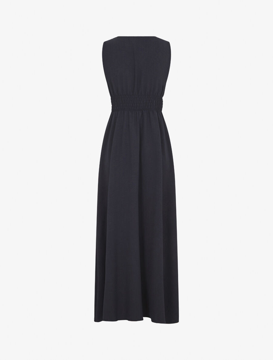 Robe longue évasée sans manches - Marine - 2