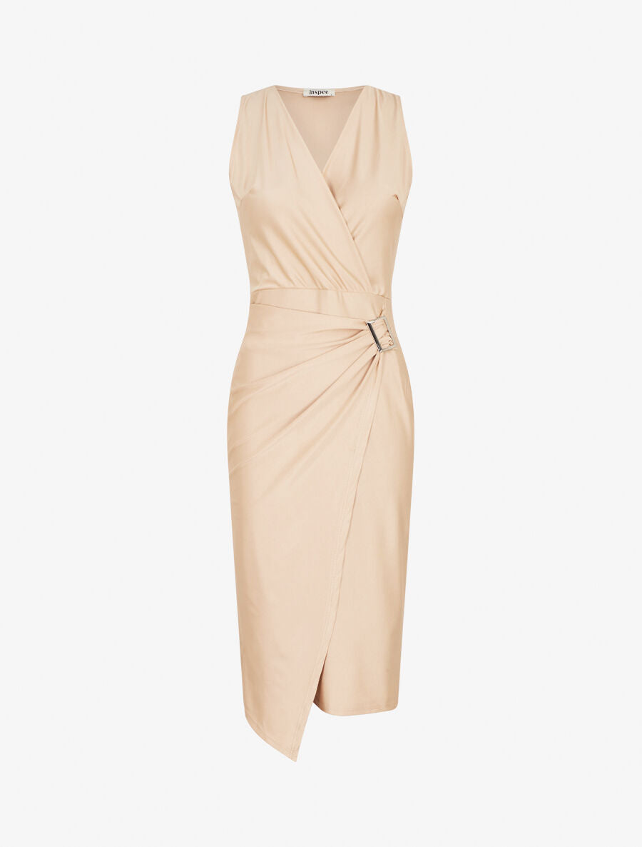 Robe satinée unie à boucle - Or - 1