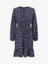 Robe élastiquée à flocage plumes irisées - Marine - 1
