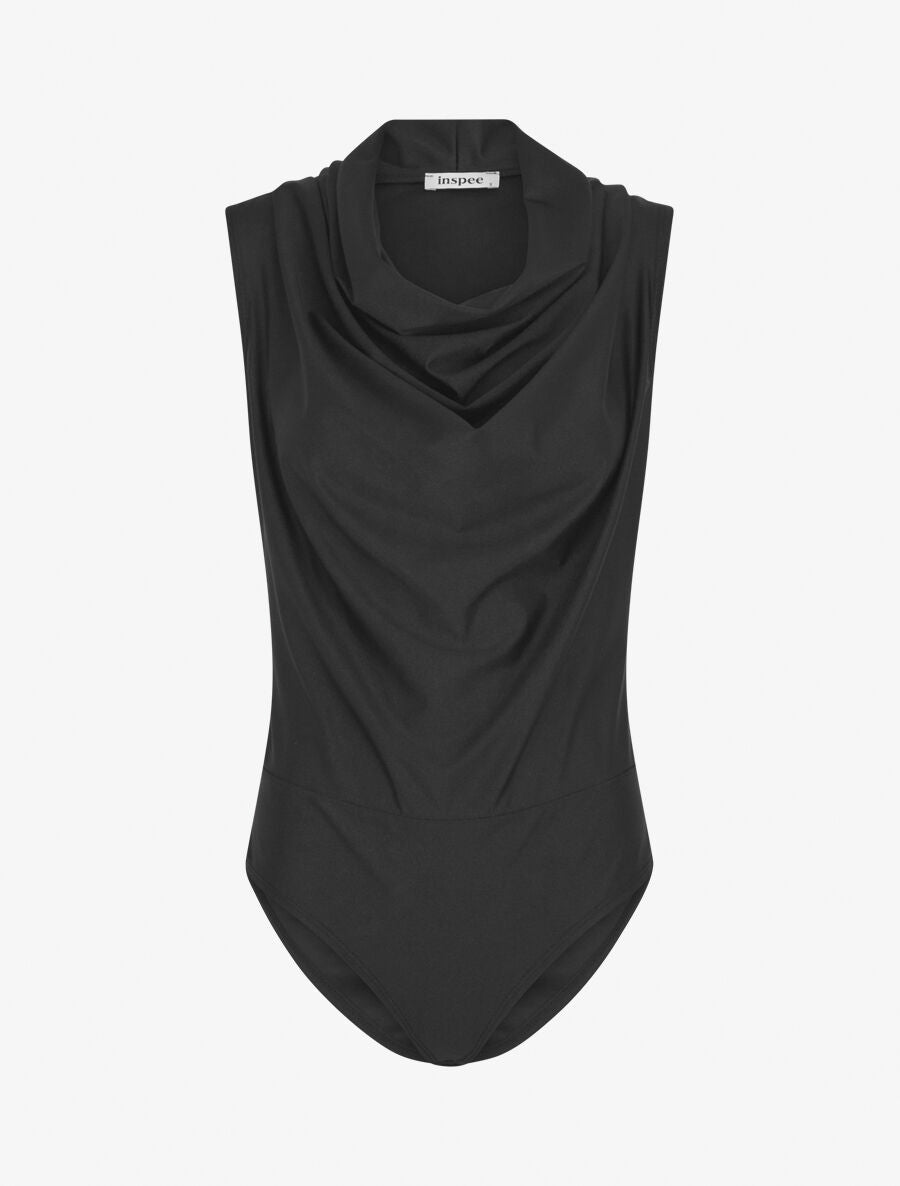 Body satiné à col bénitier - Noir - 4