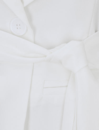 Veste unie à ceinture à nouer - Blanc - 3