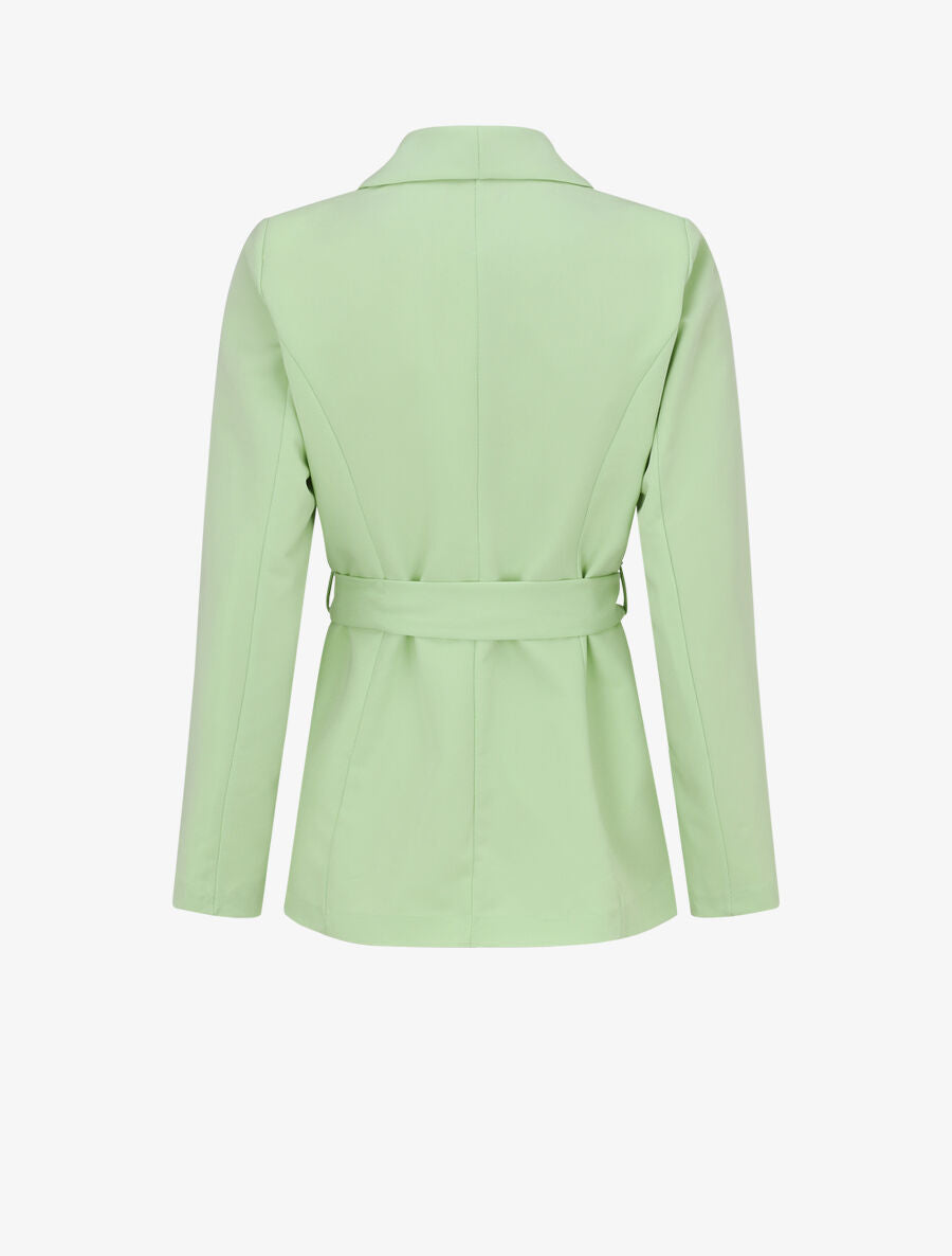 Veste unie à ceinture à nouer - Vert anis - 2