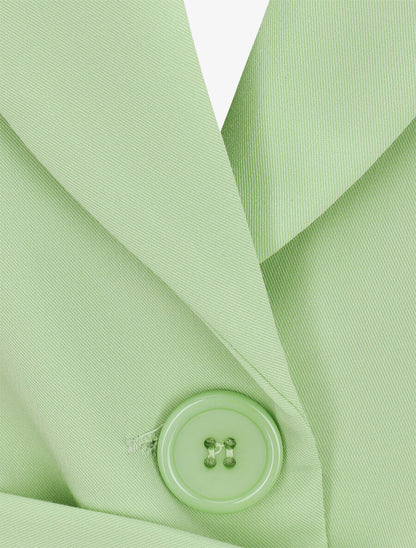 Veste unie à ceinture à nouer - Vert anis - 3