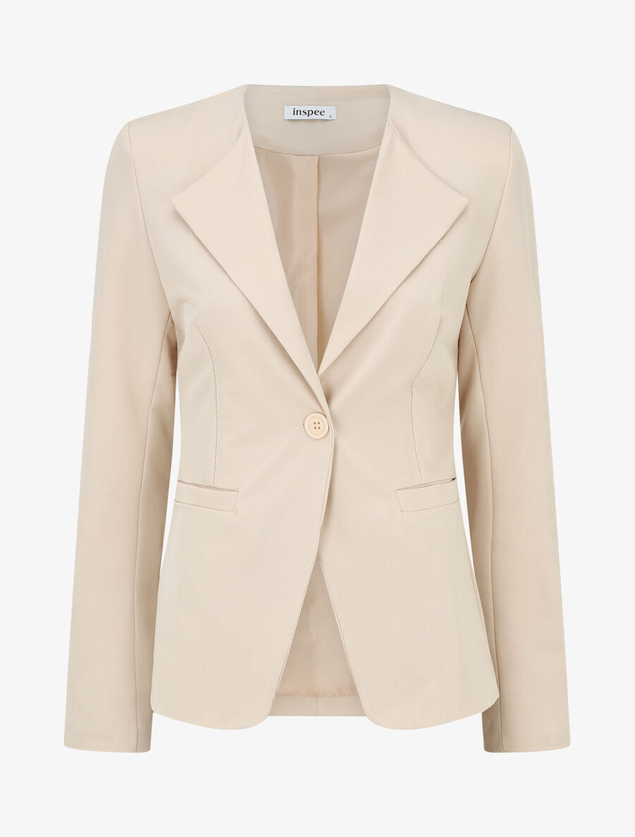 Veste unie boutonnée - Beige - 4