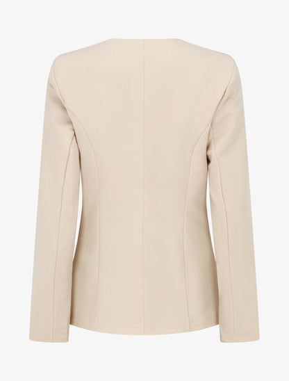 Veste unie boutonnée - Beige - 2