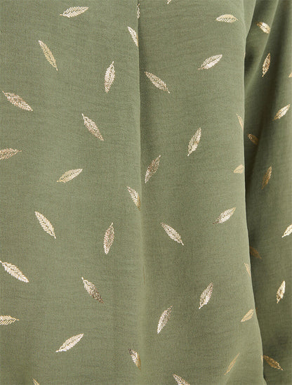 Blouse unie flocage plumes irisées - Kaki - 3