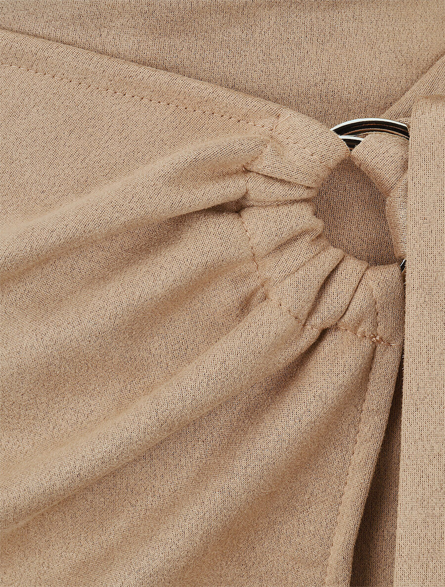 Jupe courte en suédine syle portefeuille - Beige - 3